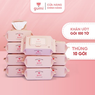 Thùng 10 gói khăn ướt Gumi không cồn không parabens cao cấp dành cho em bé