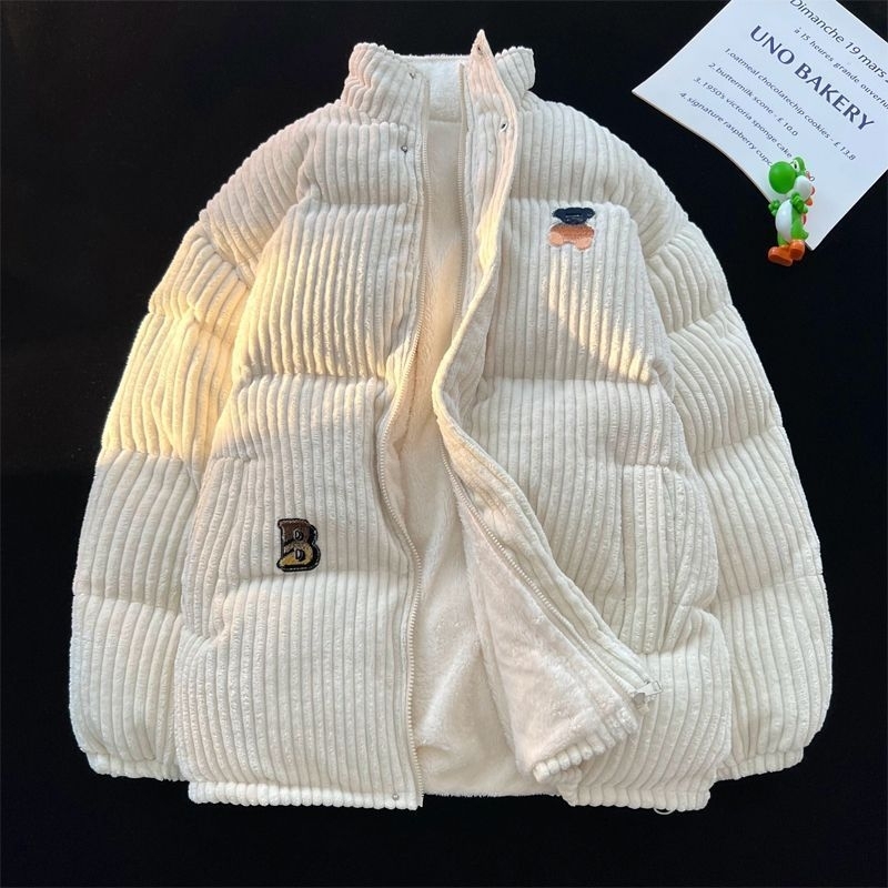 Áo khoác nhung tăm lót lông, hoạ tiết gấu, siêu ấm