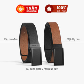Thắt lưng da thật đầu xoay lagom - dây 2 màu epsom nâu - đen