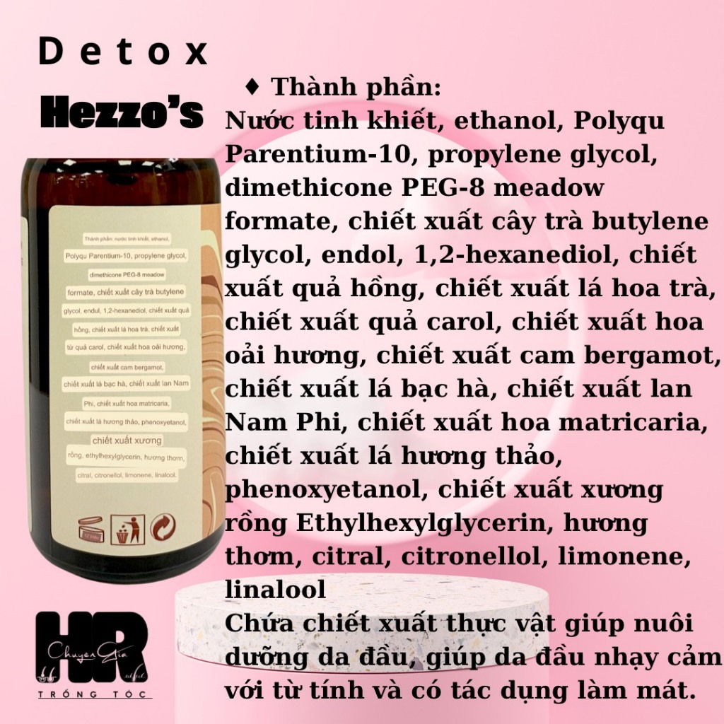 Detox Da Đầu Hezzo's HQ thải bã nhờn bong,bong tế bào chết,  50ml