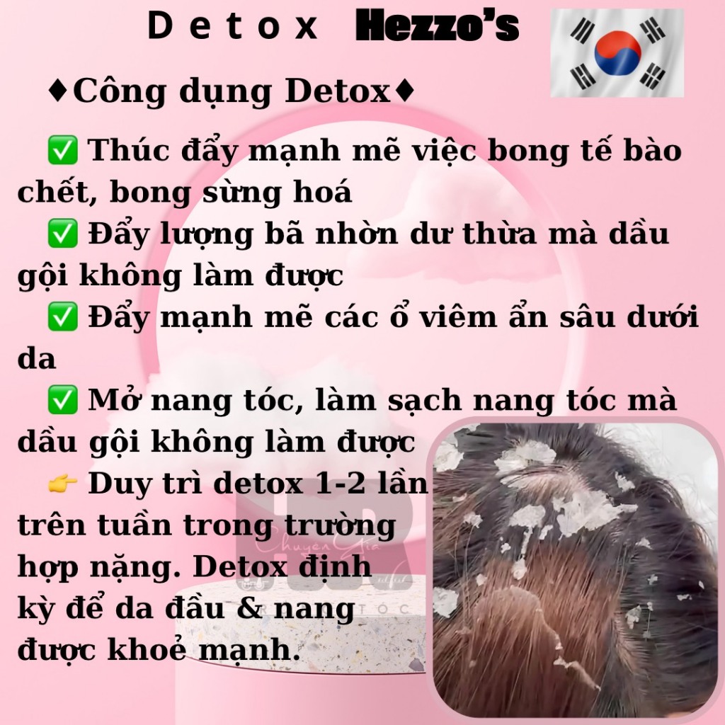 Detox Da Đầu Hezzo's HQ thải bã nhờn bong,bong tế bào chết,  50ml