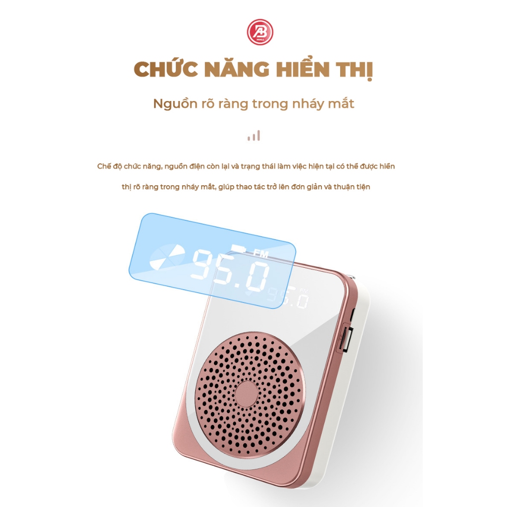 Máy Trợ Giảng, Loa Trợ Giảng FM Sang Trọng Cao Cấp Chính Hãng, Loa To, Thu Âm Tốt, Pin Trâu 4400mAh