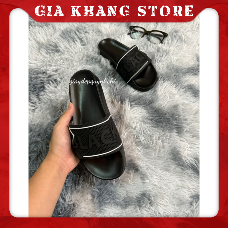 Dép lê nam quai ngang BLACK full đen thời trang đẹp.Hàng sẵn kho từ 38-43  - GIA KHANG STORE