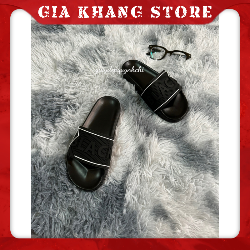 Dép lê nam quai ngang BLACK full đen thời trang đẹp.Hàng sẵn kho từ 38-43  - GIA KHANG STORE