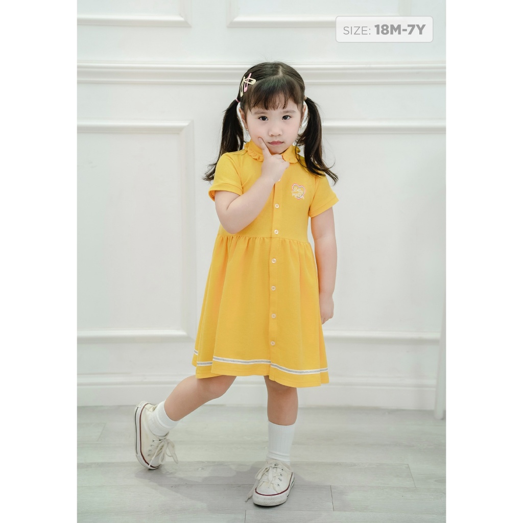 Đầm bé gái, đầm váy polo cho bé gái, váy bé gái cotton thêu họa tiết từ 1 tuổi - 7 tuổi Baa Baby - B-GT-AD04N