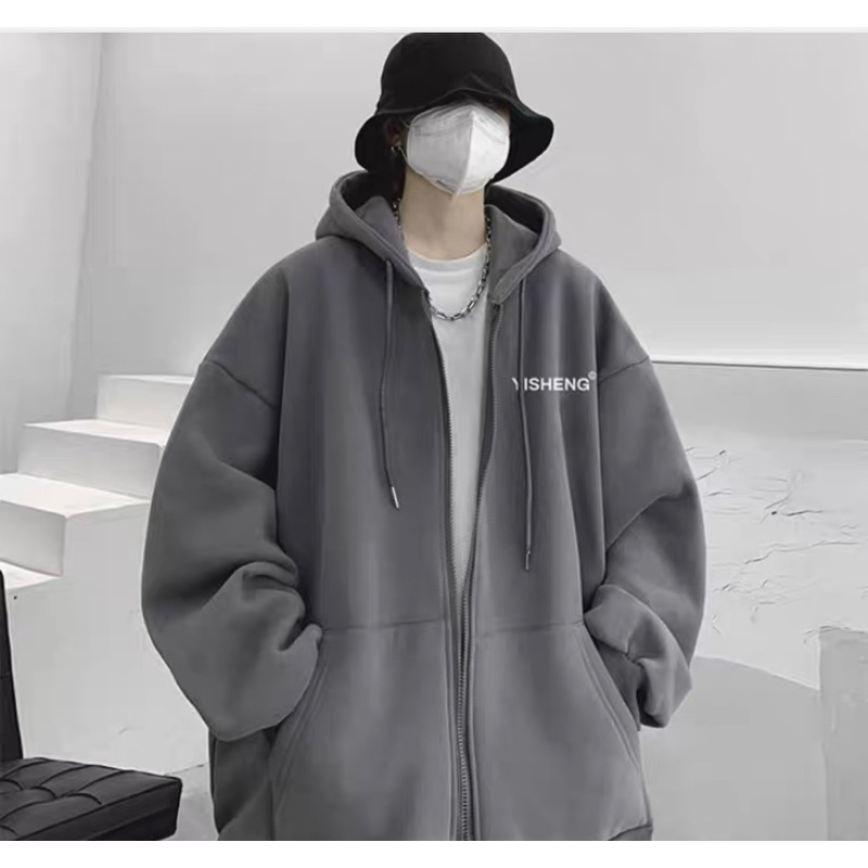 Áo khoác hoodie zip nam nữ. áo khoác nỉ bông mũ 2 lớp in chữ YISENG