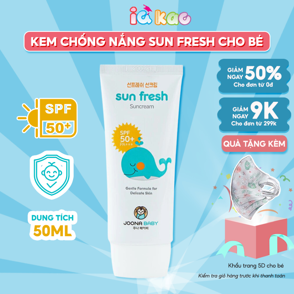 Kem chống nắng Sun Fresh Hàn Quốc SPF50+ PA+++ an toàn lành tính dành cho mẹ và bé IQ Kao 50ml