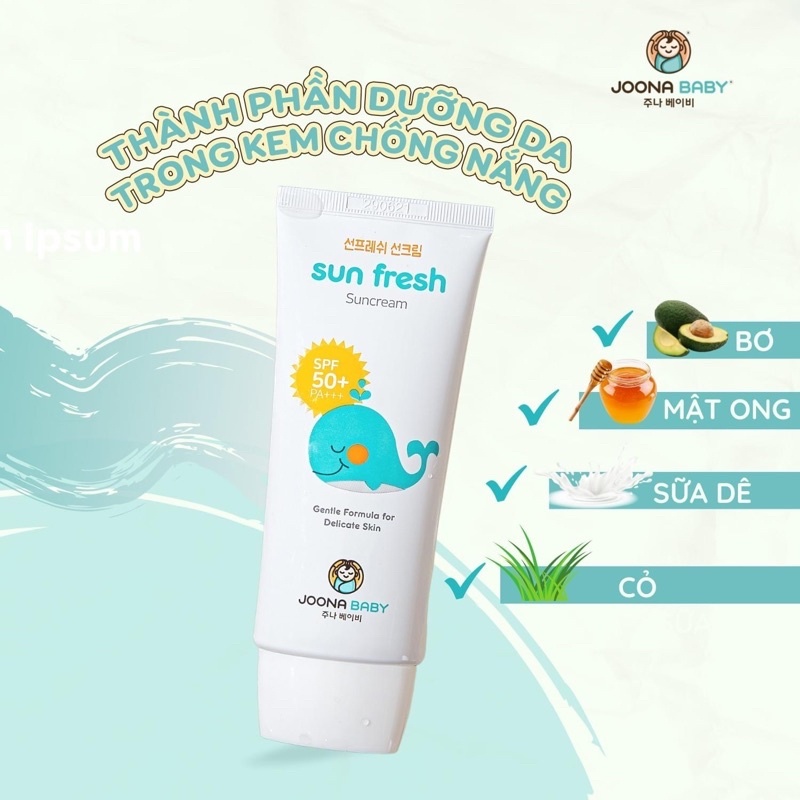 Kem chống nắng Sun Fresh Hàn Quốc SPF50+ PA+++ an toàn lành tính dành cho mẹ và bé IQ Kao 50ml