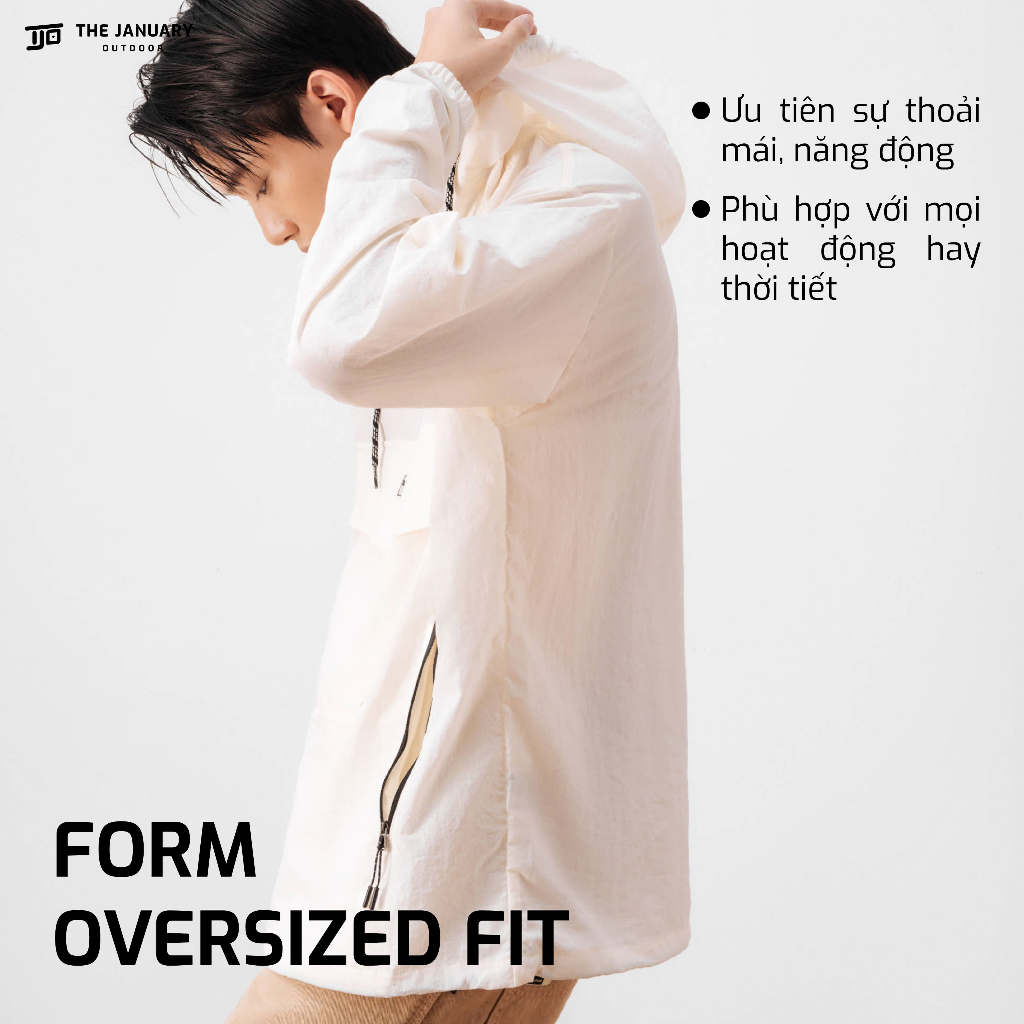 Áo hoodie nam nữ TJO dáng oversized fit thoải mái chất dù kháng nước nhẹ bo chun tay 4 màu HOODED WOVEN ANORAK TJOH17