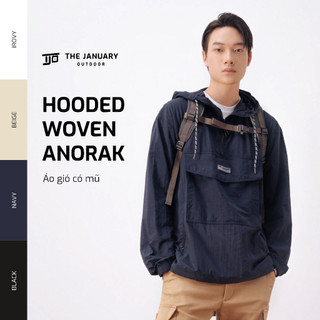 Áo hoodie nam nữ TJO dáng oversized fit thoải mái chất dù kháng nước nhẹ bo chun tay 4 màu HOODED WOVEN ANORAK TJOH17