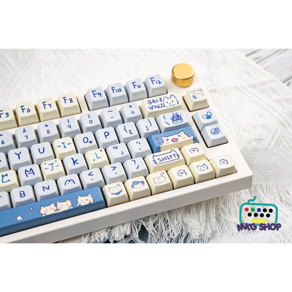 Keycap MDA Blue Cat, nhựa PBT dyesub, 147 nút bàn phím cơ cực đẹp