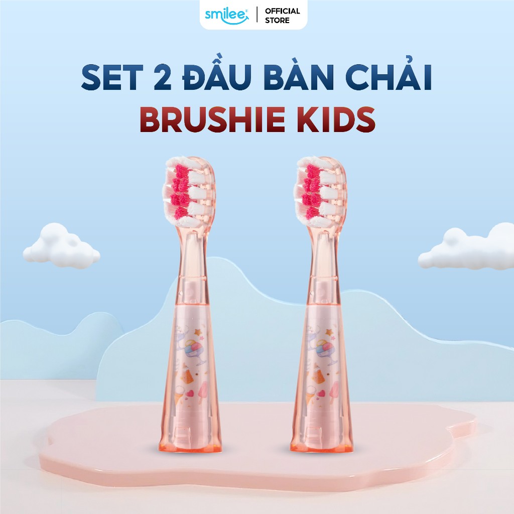 Sét 2 đầu bàn chải cho bé Brushie Kids thay thế hai màu xanh và hồng