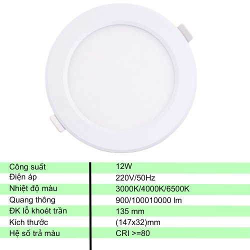 Đèn LED Panel Rạng Đông PT04.V2 135/12W 3000K-6500K sang trọng kiến tạo cuộc sống tiện nghi