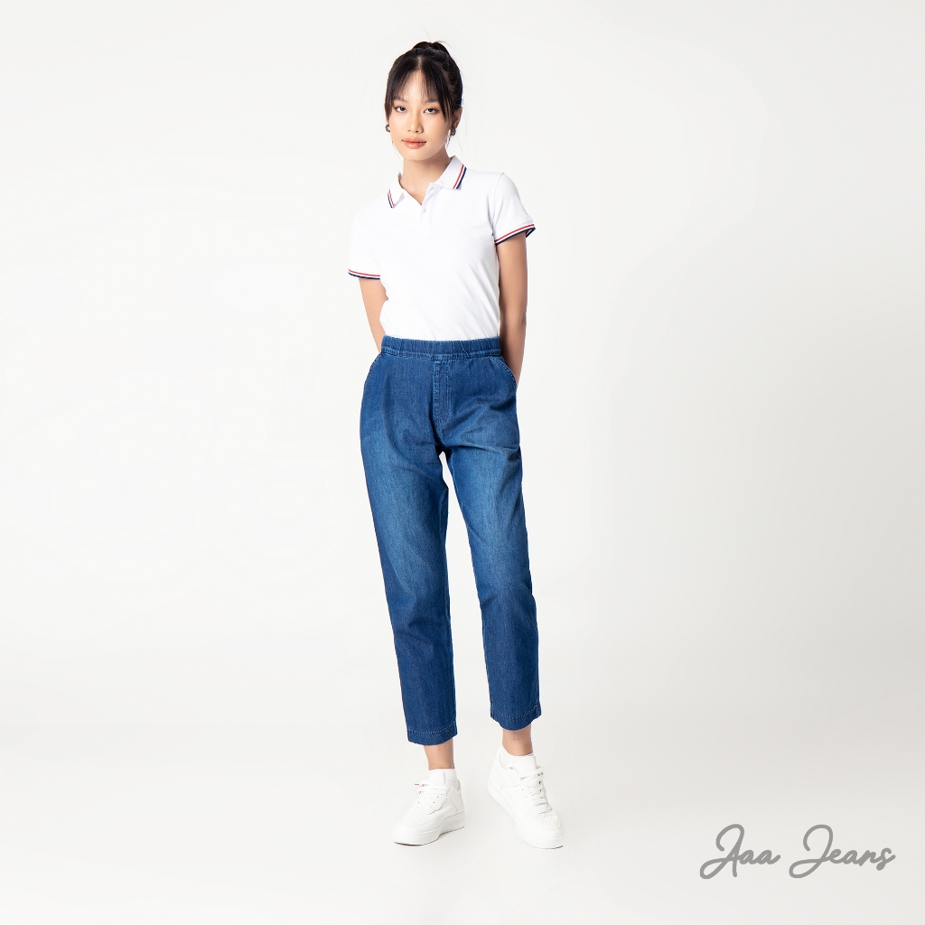 Quần Jeans Nữ Lưng Thun Ống Suông Relax Fit Aaa Jeans