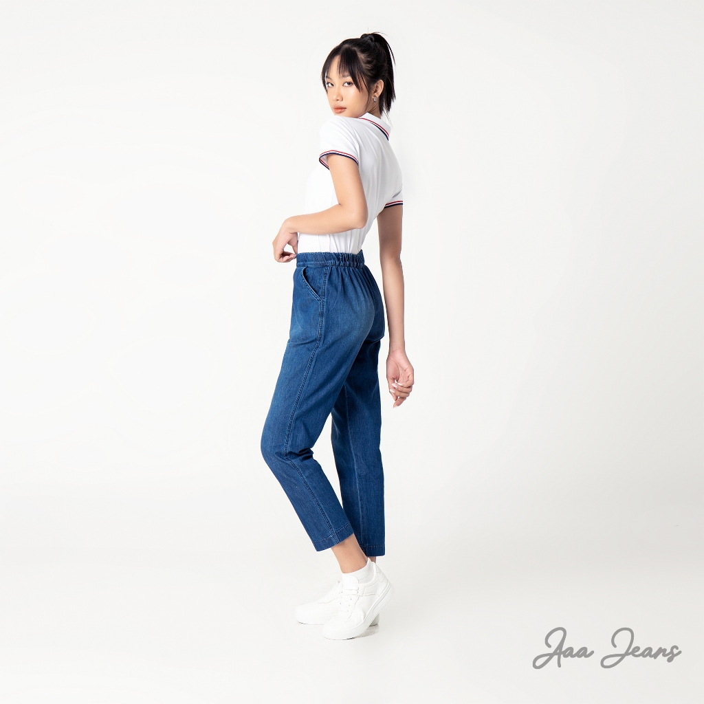 Quần Jeans Nữ Lưng Thun Ống Suông Relax Fit Aaa Jeans