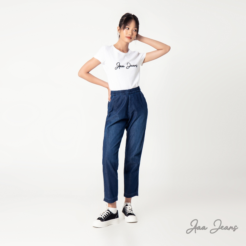 Quần Jeans Nữ Lưng Thun Ống Suông Relax Fit Aaa Jeans