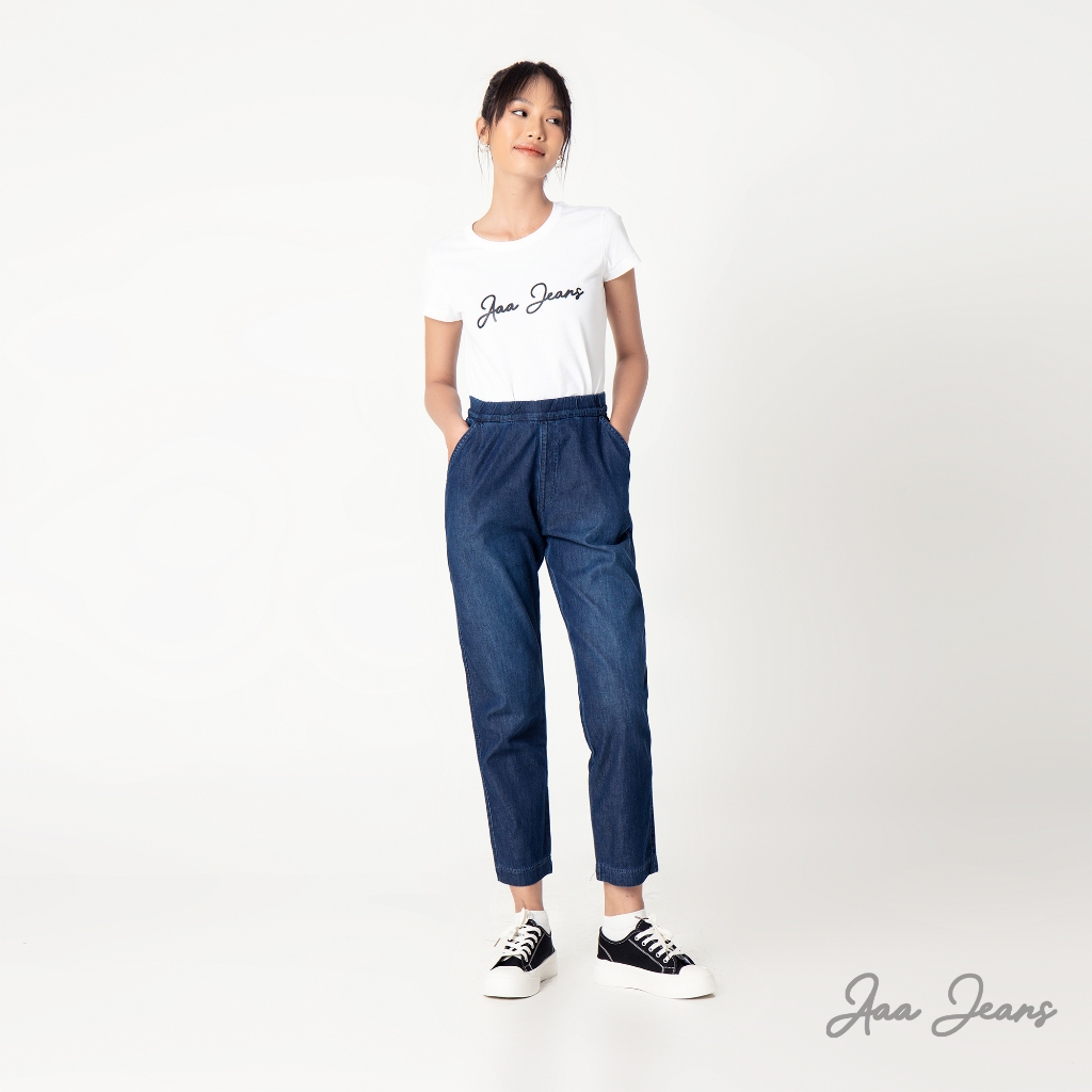 Quần Jeans Nữ Lưng Thun Ống Suông Relax Fit Aaa Jeans