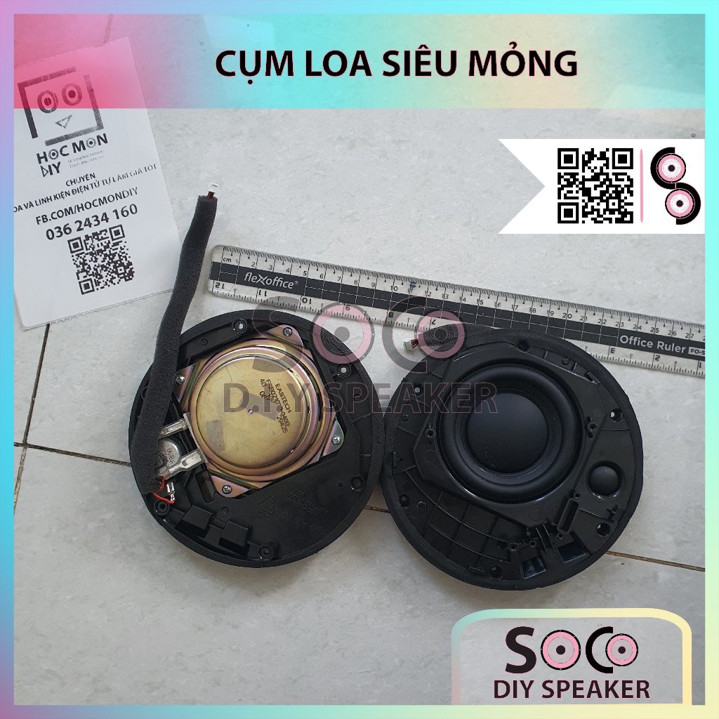 Cụm loa siêu mỏng Eastech gồm 1 loa bass và 1 loa treble