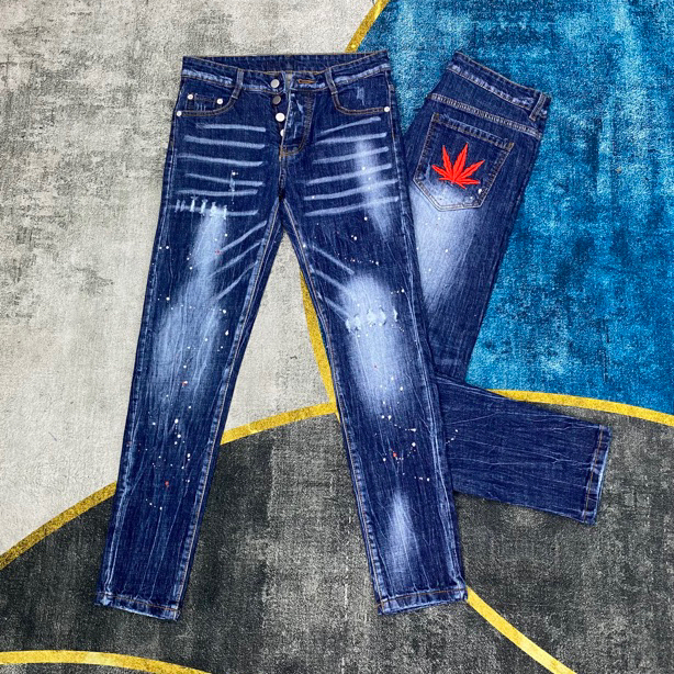 Quần Jean Nam DSQ Lá Phong Đỏ Vảy Sơn Hai Màu Khói - Xanh Cực Cháy Quần Jean Nam Thời Trang