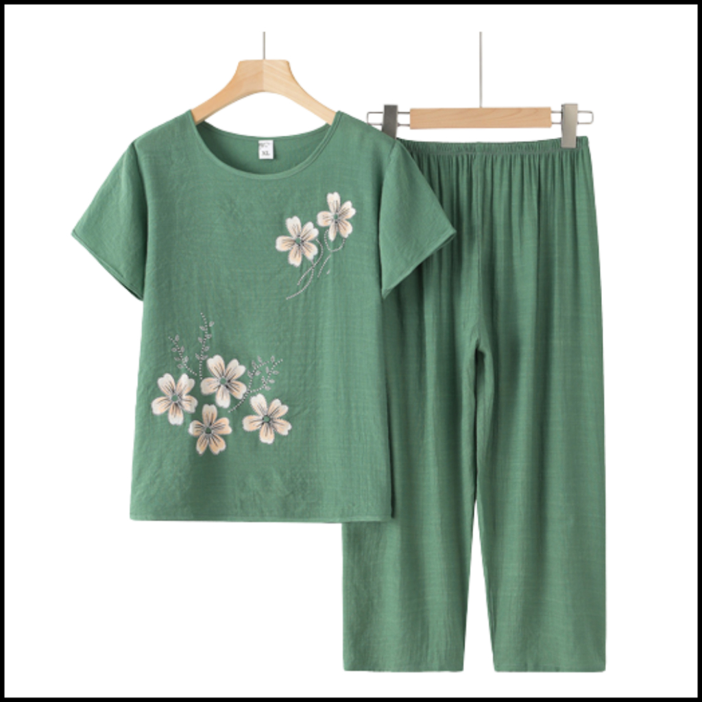 Đồ Bộ Trung Niên Cho Mẹ Và Bà Họa Tiết. Bộ Đồ Mặc Nhà Tặng Mẹ, Bà Thoáng Mát. DB2301