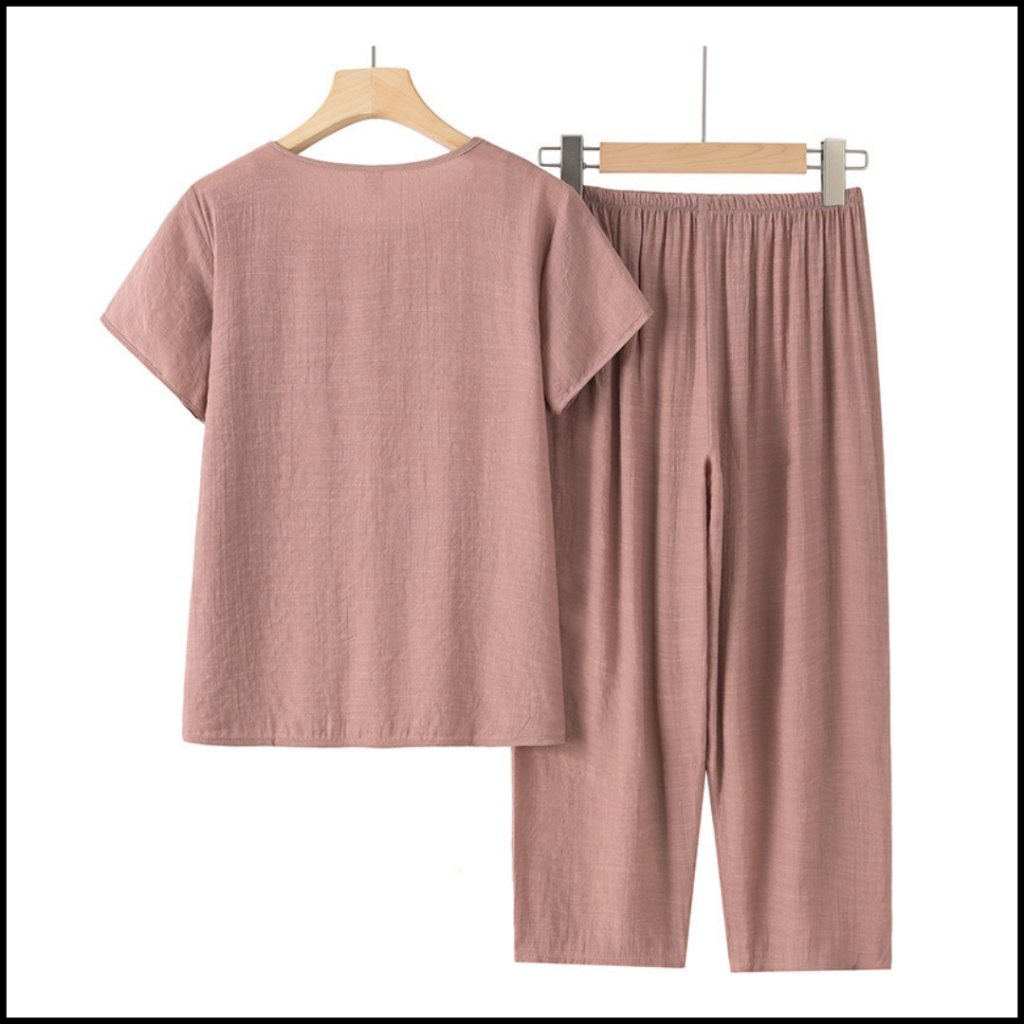 Đồ Bộ Trung Niên Cho Mẹ Và Bà Họa Tiết. Bộ Đồ Mặc Nhà Tặng Mẹ, Bà Thoáng Mát. DB2301