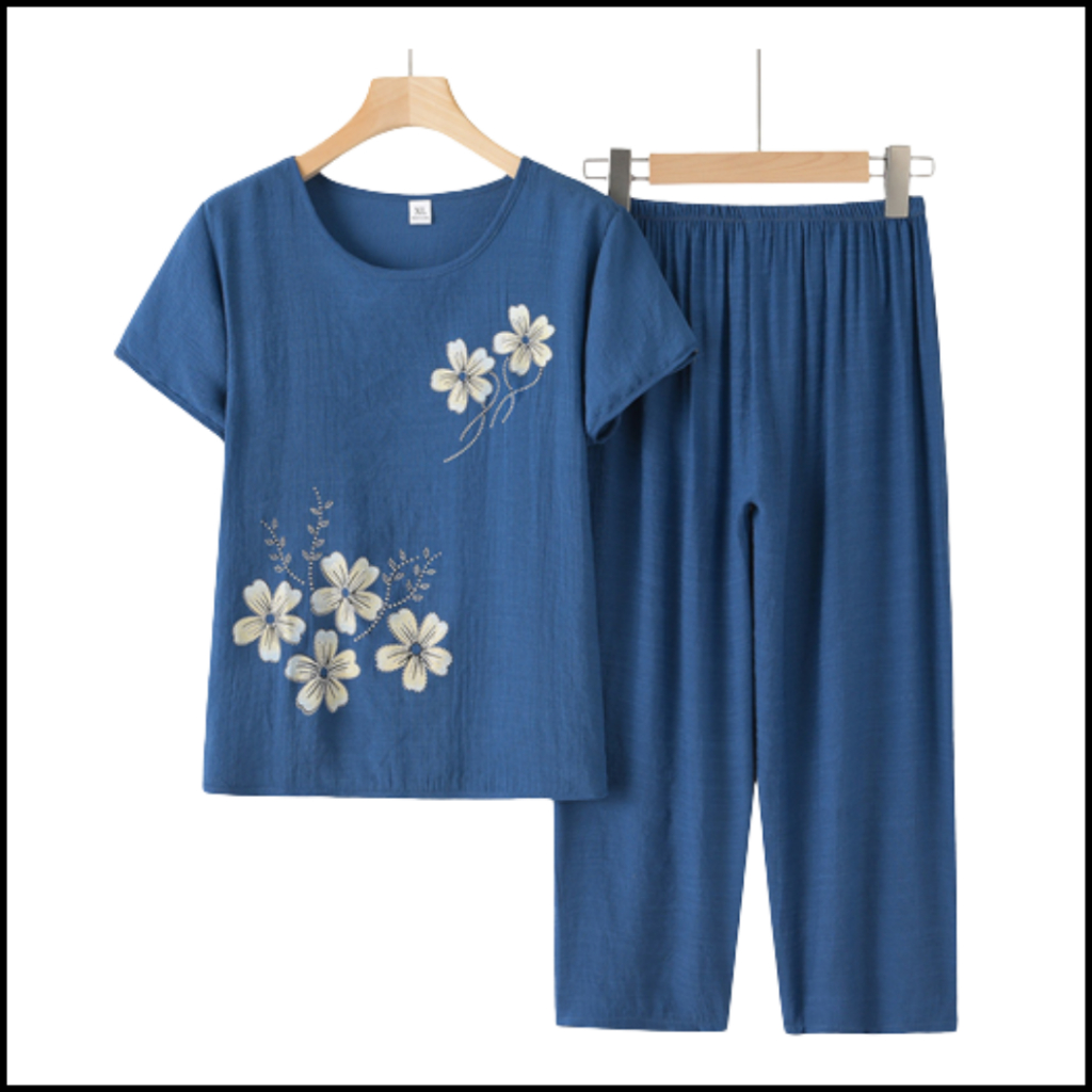 Đồ Bộ Trung Niên Cho Mẹ Và Bà Họa Tiết. Bộ Đồ Mặc Nhà Tặng Mẹ, Bà Thoáng Mát. DB2301