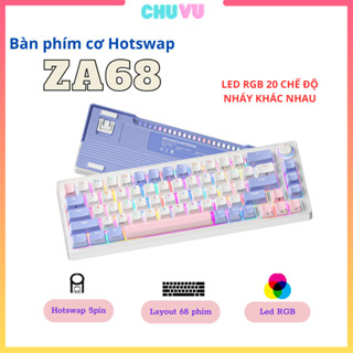 Bàn phím cơ không dây ZIFRIEND ZA68 PRO Hot swap 5 pin - Led RGB - Bàn phím gaming đã được lube và lót foam sẵn