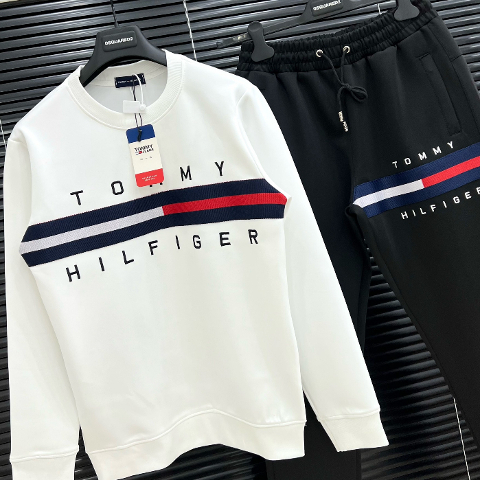 Bộ Thu Đông TOMMY HilFiger Dài Tay, Bộ Quần Áo Dài Tay Phối Họa Tiết TOMMY Phong Cách Boy Phố HOT TREND mùa đông 2023