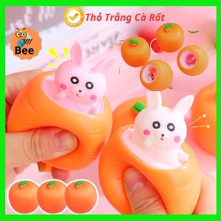 Đồ chơi thỏ trắng dễ thương ,bóp cốc giải nén hình củ cà rốt ,đồ chơi bóp tay xả stresst