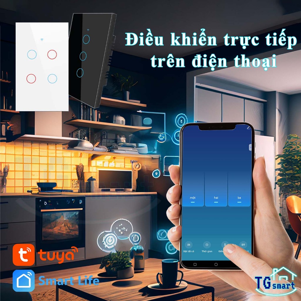 Công Tắc Thông Minh Wifi Chính Hãng - Sử Dụng APP Tuya | Phiên Bản Wifi + RF443 | Bảo Hành Chính Hãng