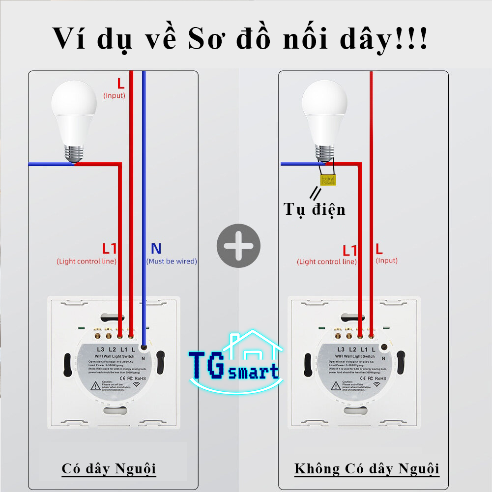 Công Tắc Thông Minh Wifi Chính Hãng - Sử Dụng APP Tuya | Phiên Bản Wifi + RF443 | Bảo Hành Chính Hãng
