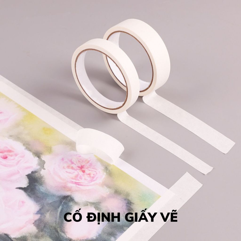 Băng keo giấy viết chữ, chặn màu nước, màu Acrylic, sơn, chịu nhiệt khổ 1cm, 2cm, 5cm
