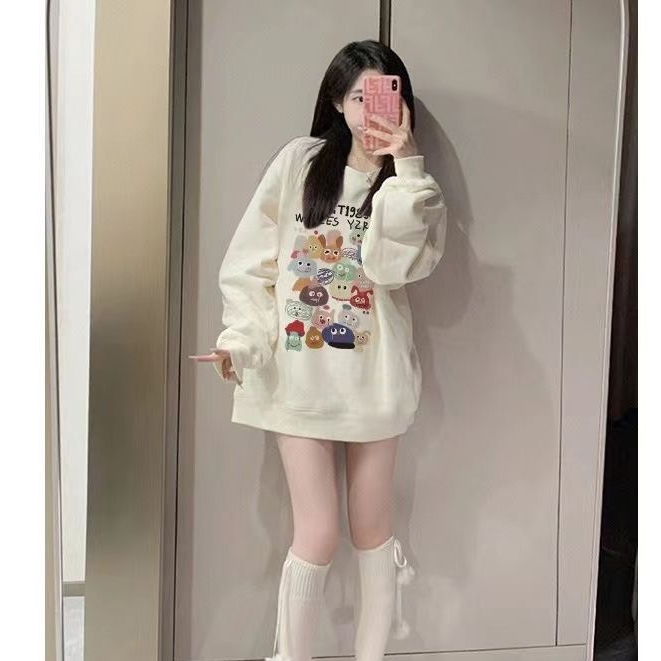 Áo Nữ, Áo Nỉ Sweater Nữ In Hình Sticker 5D Siêu Hottrend 2023