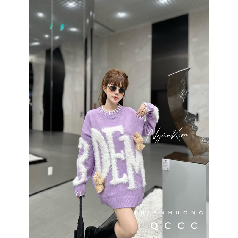 Áo len lông thỏ 13de mazo móc chỉ viền hàng SC