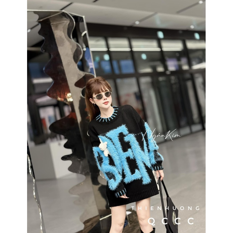 Áo len lông thỏ 13de mazo móc chỉ viền hàng SC