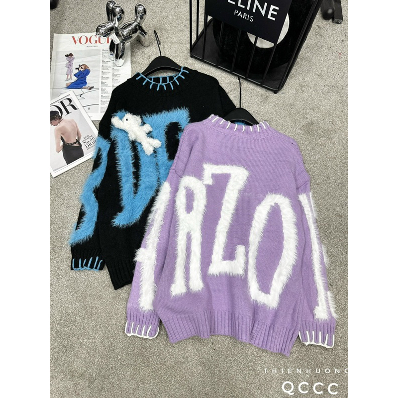 Áo len lông thỏ 13de mazo móc chỉ viền hàng SC