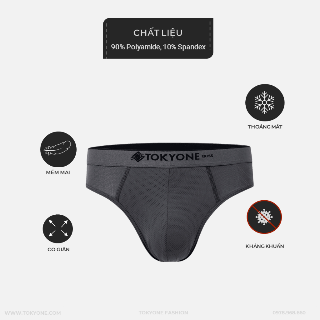 Quần Lót Nam Thông Hơi TOKYONE, thoáng khí, thấm hút mồ hôi, kháng khuẩn vượt trội.