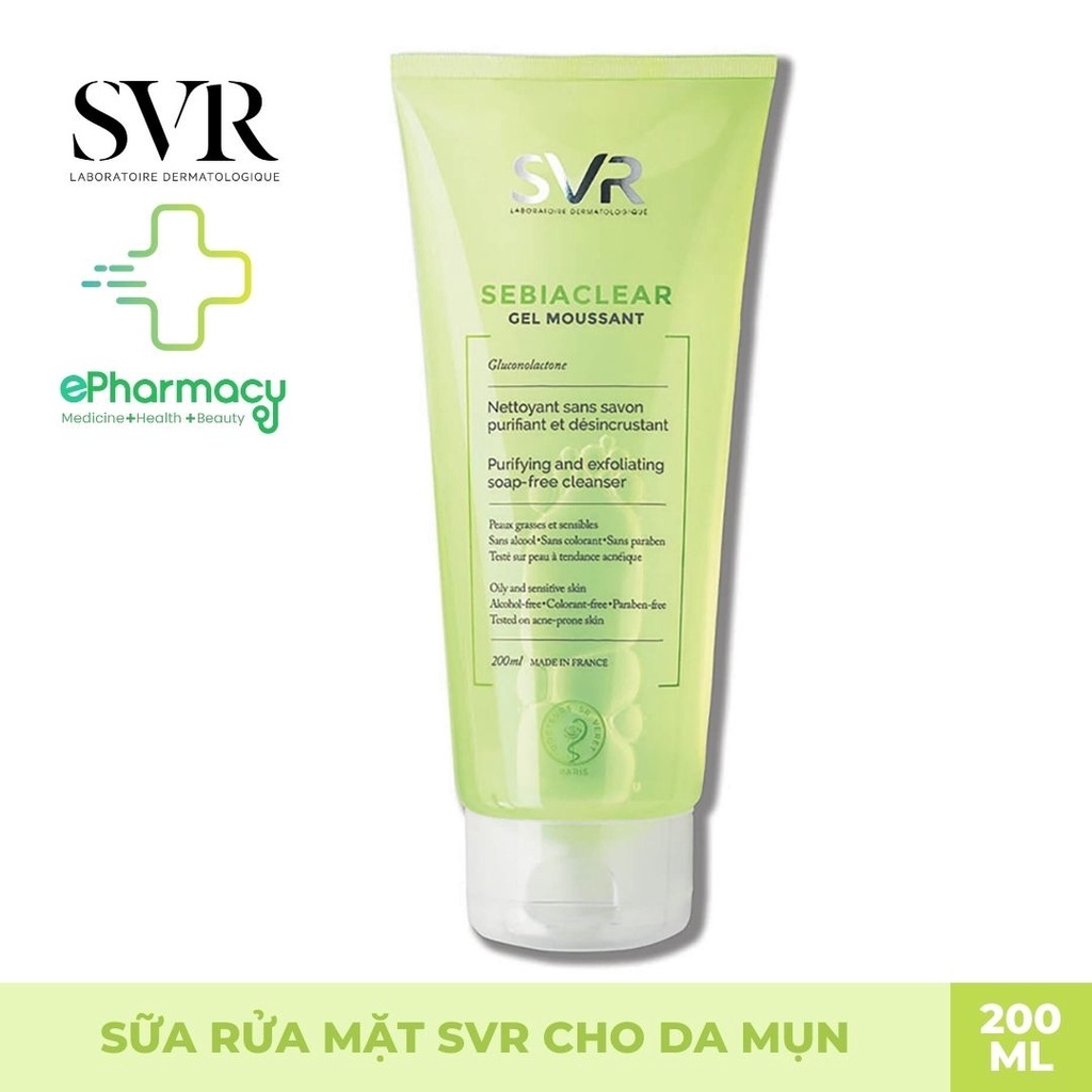 Sữa Rửa Mặt SVR Cho Da Dầu Mụn - SVR Sebiaclear Gel Moussant Loại Bỏ Tế Bào Da Chết 200ml | BigBuy360 - bigbuy360.vn