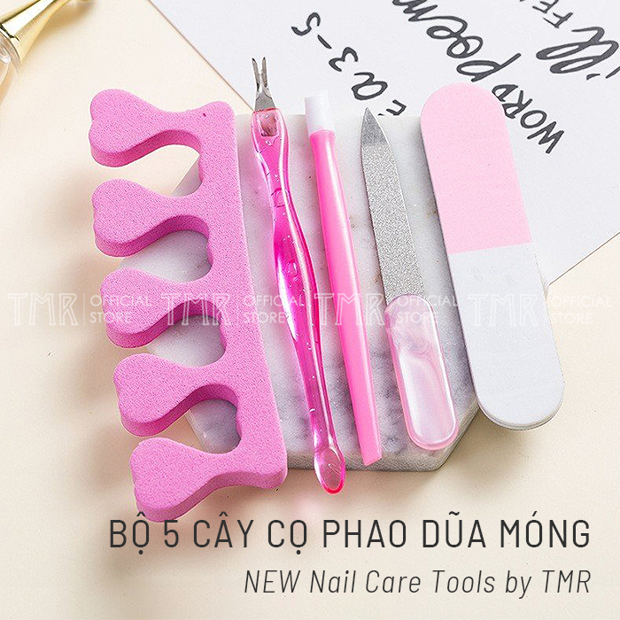 Bộ 5 Cây Cọ Phao Dũa Móng Tay Pink TMR 5 Món Có Kẹp Đệm Giúp Móng Luôn Gọn Gàng Và Sạch Sẽ