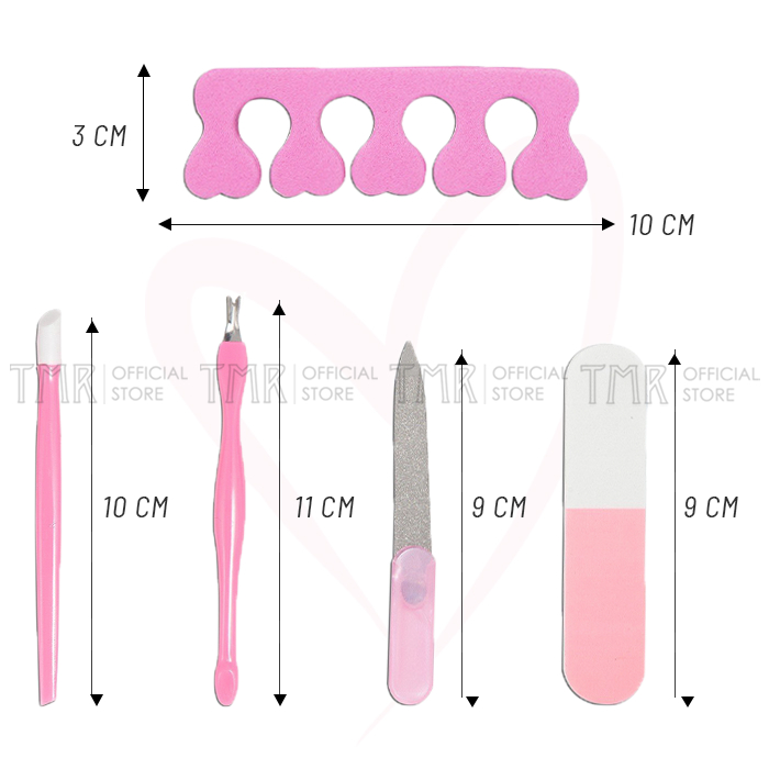 Bộ 5 Cây Cọ Phao Dũa Móng Tay Pink TMR 5 Món Có Kẹp Đệm Giúp Móng Luôn Gọn Gàng Và Sạch Sẽ