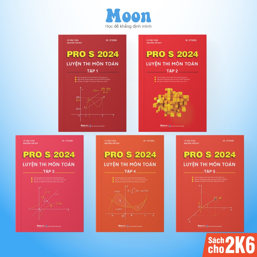 Sách ProS môn Toán học luyện thi và tổng ôn 8+ kỳ thi THPT QG 2024 - Combo 5 cuốn | Sách ID