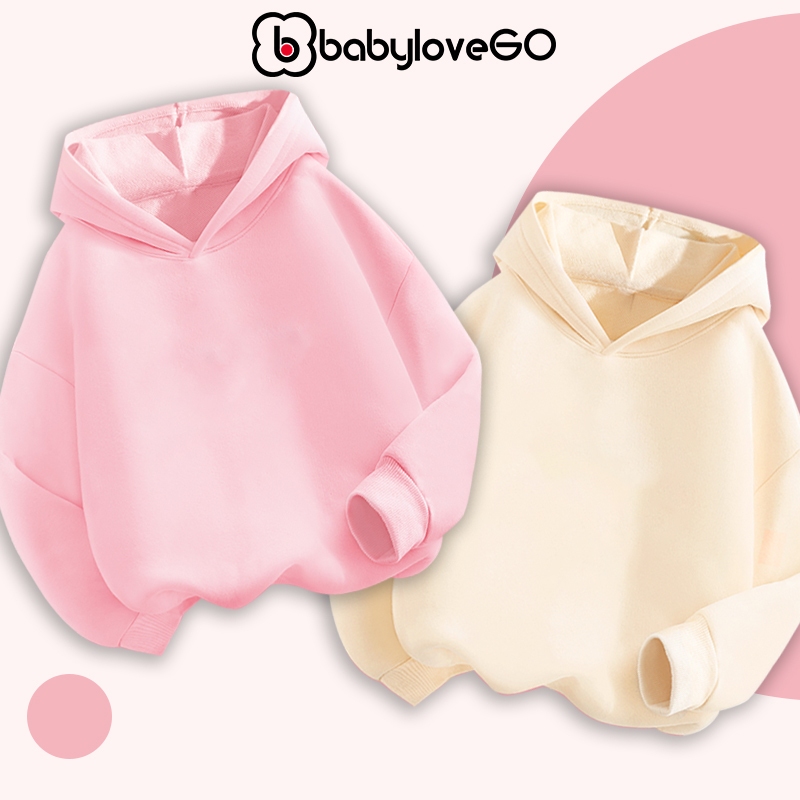 Áo hoodie bé gái BabyloveGO mẫu mới 2024 áo thu đông nỉ dài tay có mũ cho bé trai bé gái AN006