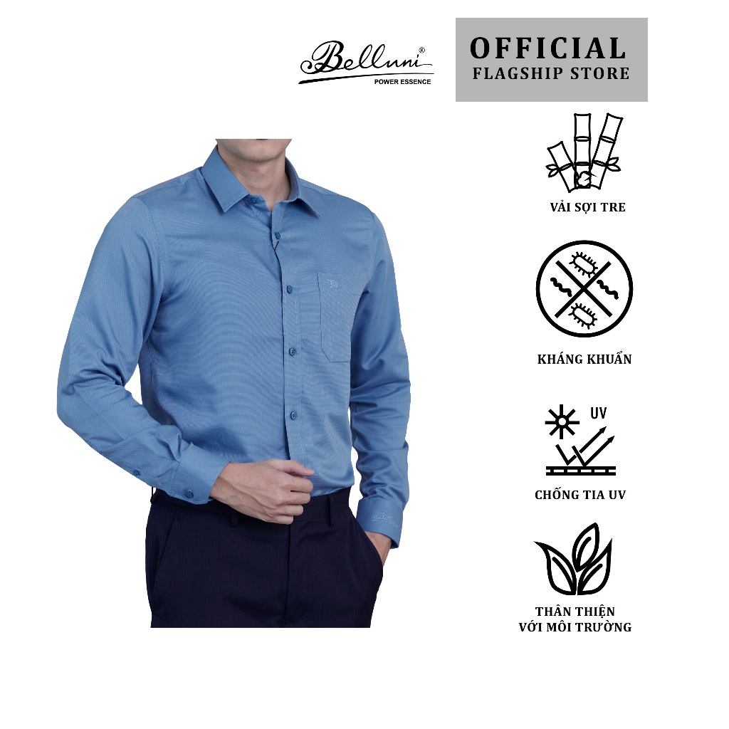 Áo sơ mi nam dài tay cao cấp BELLUNI vải sợi tre - ABD.BP.BE.158.B6