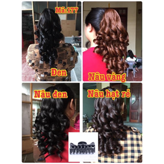 Tóc giả ngoặm đuôi ngựa xoăn lọn to sợi tơ cao cấp N53