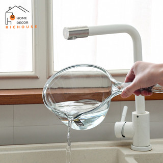 Gáo nước trong suốt, Ca múc nước dung tích 1L có rãnh gạn nước và quai treo tiện lợi