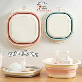 Chậu gấp gọn đa năng, Thau rửa mặt gấp gọn tiện lợi dễ dàng mang đi du lịch