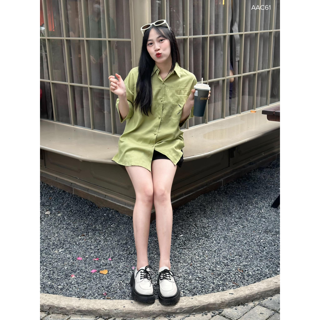 Áo sơmi tay ngắn thêu túi đô công sở CHIBEST  AAC61