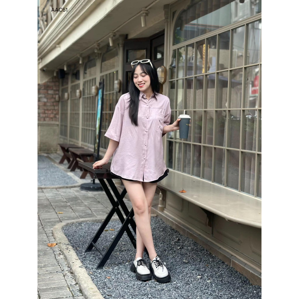 Áo sơmi tay ngắn thêu túi đô công sở CHIBEST  AAC61