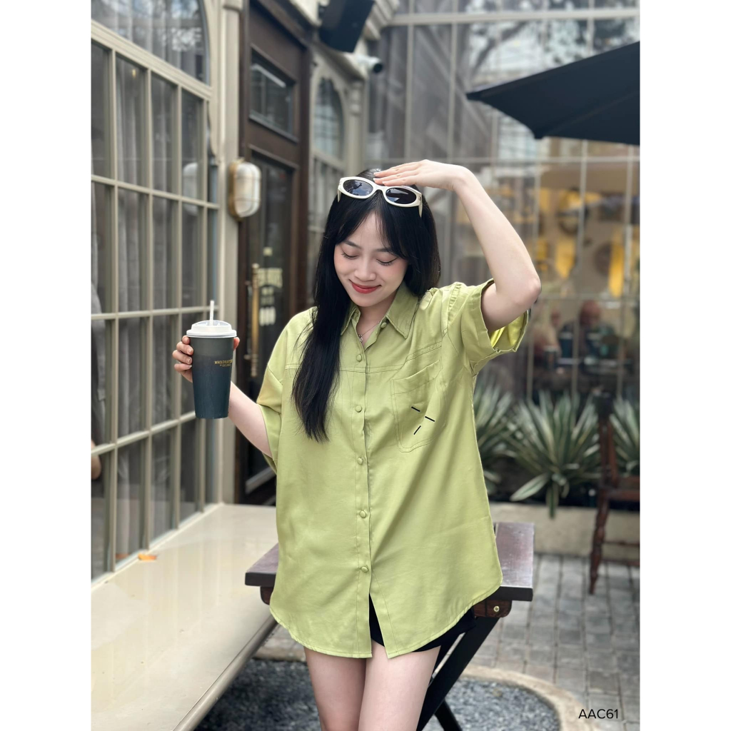 Áo sơmi tay ngắn thêu túi đô công sở CHIBEST  AAC61