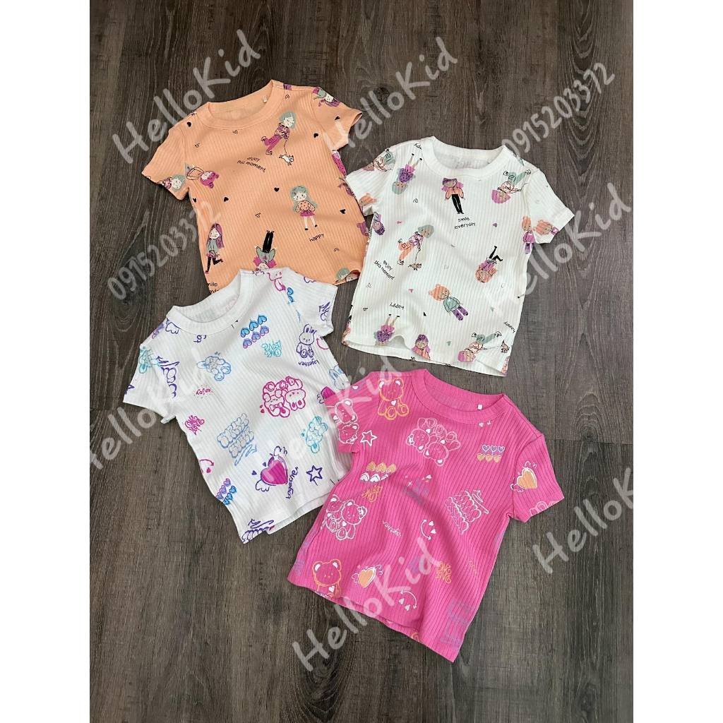 Áo thun gân nhiều hình cho bé